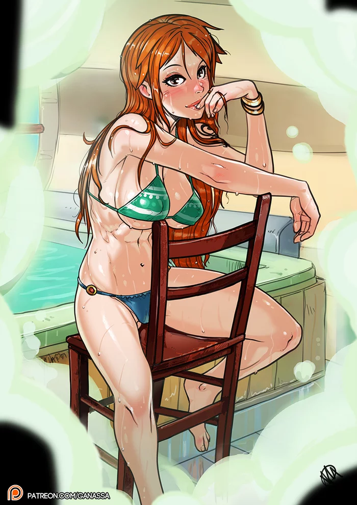 Nami - NSFW, Ganassa, Nami, One piece, Anime art, Swimsuit, Art, Erotic