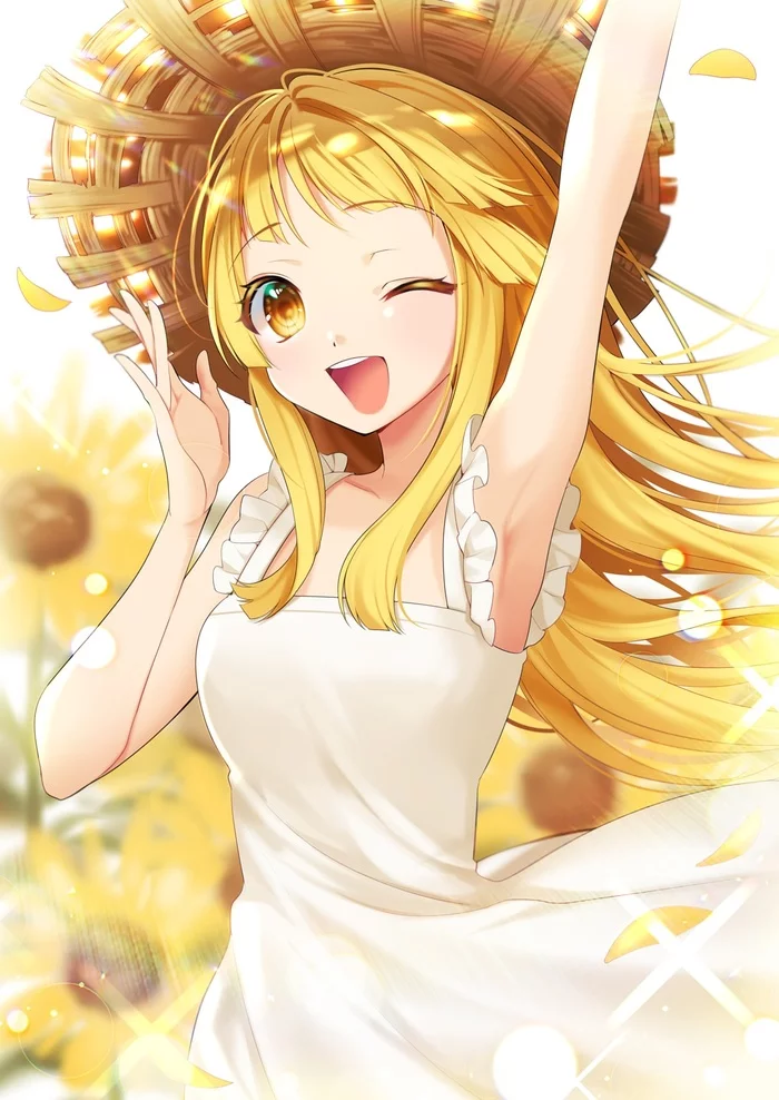 Sunflower - Аниме, Bang Dream! Girls Band Party!, Tsurumaki Kokoro, Anime Art