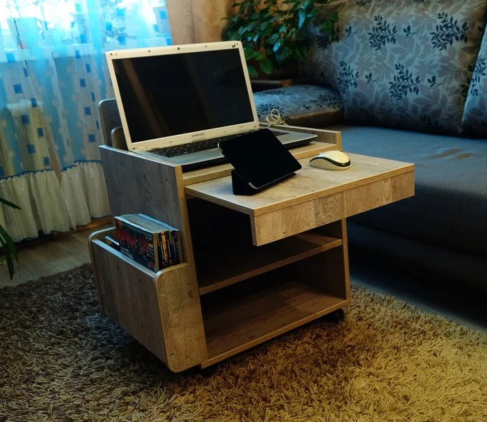 Mobile stand - for working remotely. Made myself... - My, Pedestal, Furniture, Remote work, Work, Relaxation, Town, With your own hands, Longpost