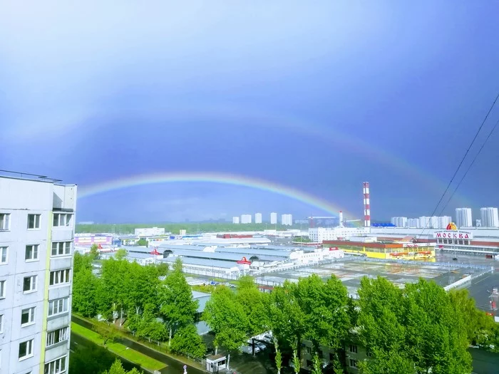 The last rainbow over the clearing! - My, Double Rainbow, Moscow