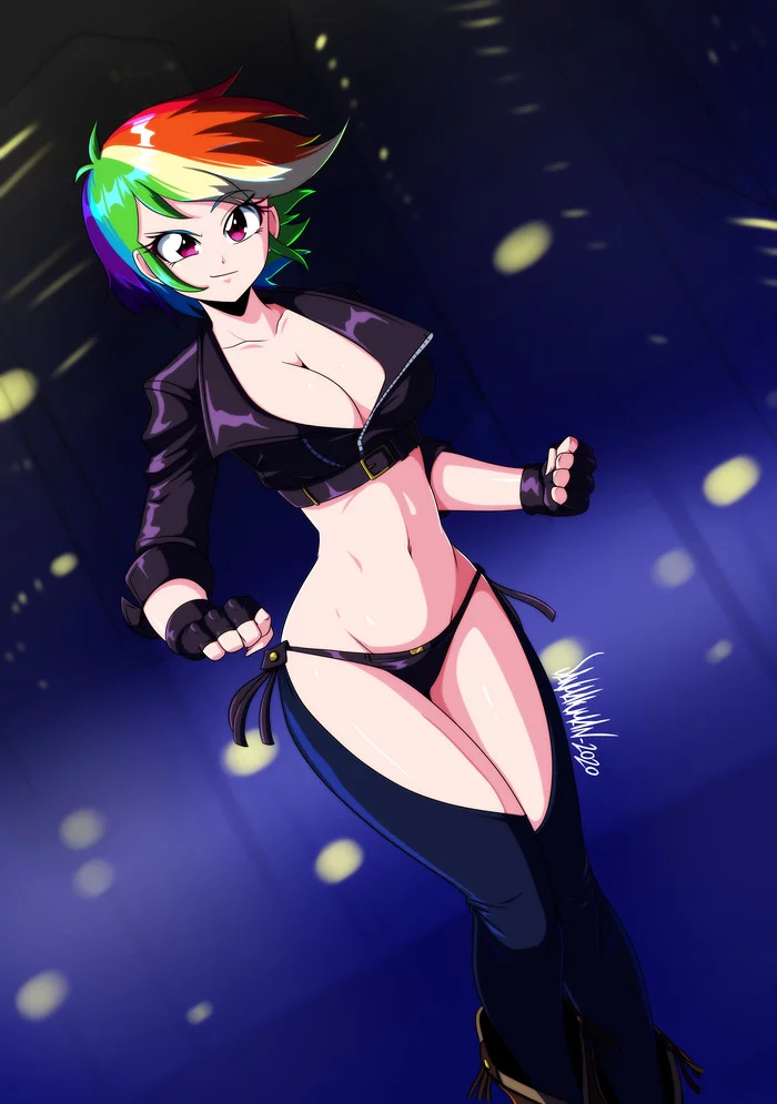 Cyberpunk Clothing - NSFW, Danmakuman, Rainbow dash, My little pony, MLP Edge, Humanization