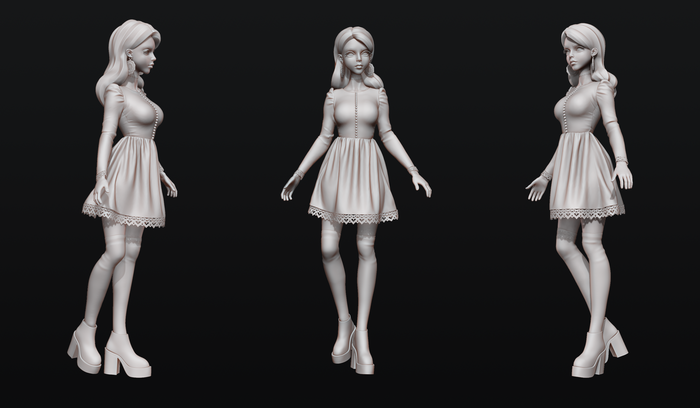 Girl 3D 3D, , , 3D ,  , , Zbrush, , Marvelous designer