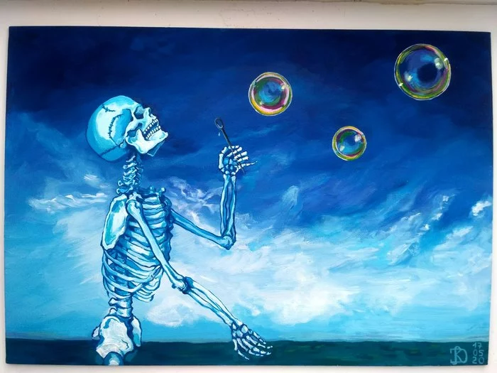 Eternal peace - My, Painting, Art, Skeleton