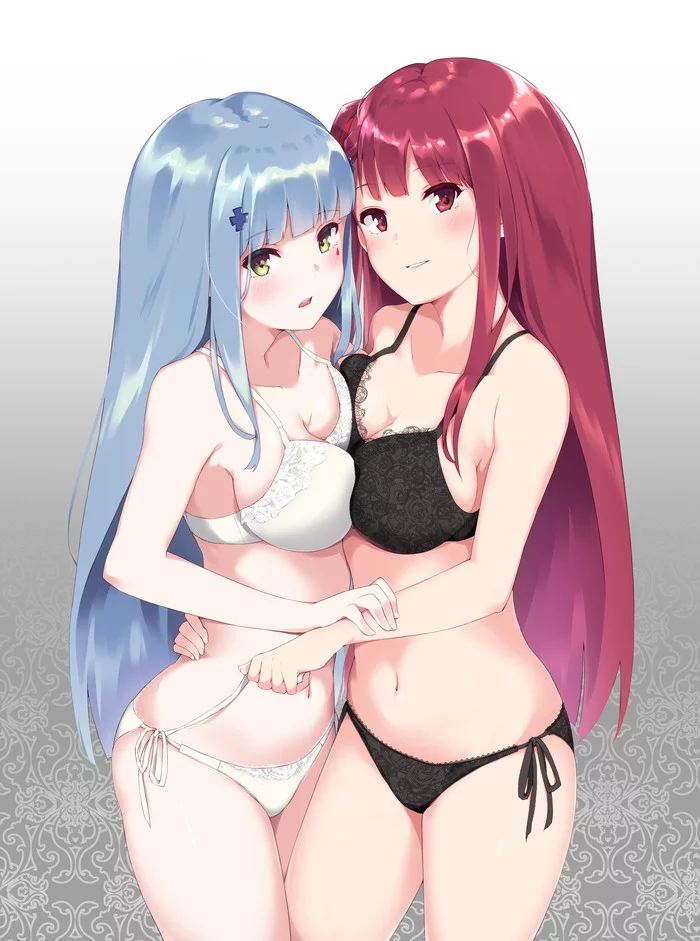 Hk416 & WA2000 - NSFW, Anime, Anime art, Girls frontline, Hk416, WA2000, Underwear, Breast, Pantsu