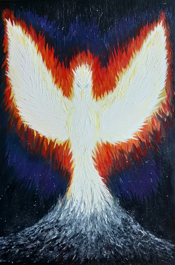 Phoenix Image - My, Oil painting, Abstraction, Birds, Phoenix