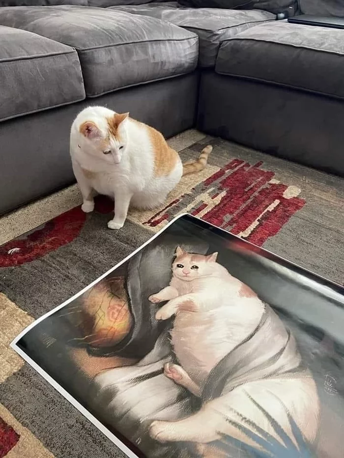 Couldn't you draw thinner? - cat, Painting