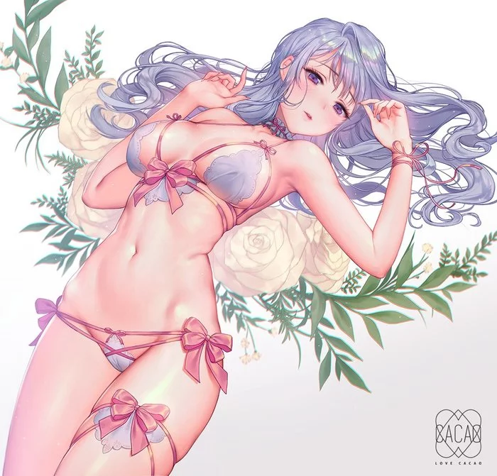 Ribbons - NSFW, Hand-drawn erotica, Erotic, Anime art, Lovecacao, Underwear, Breast