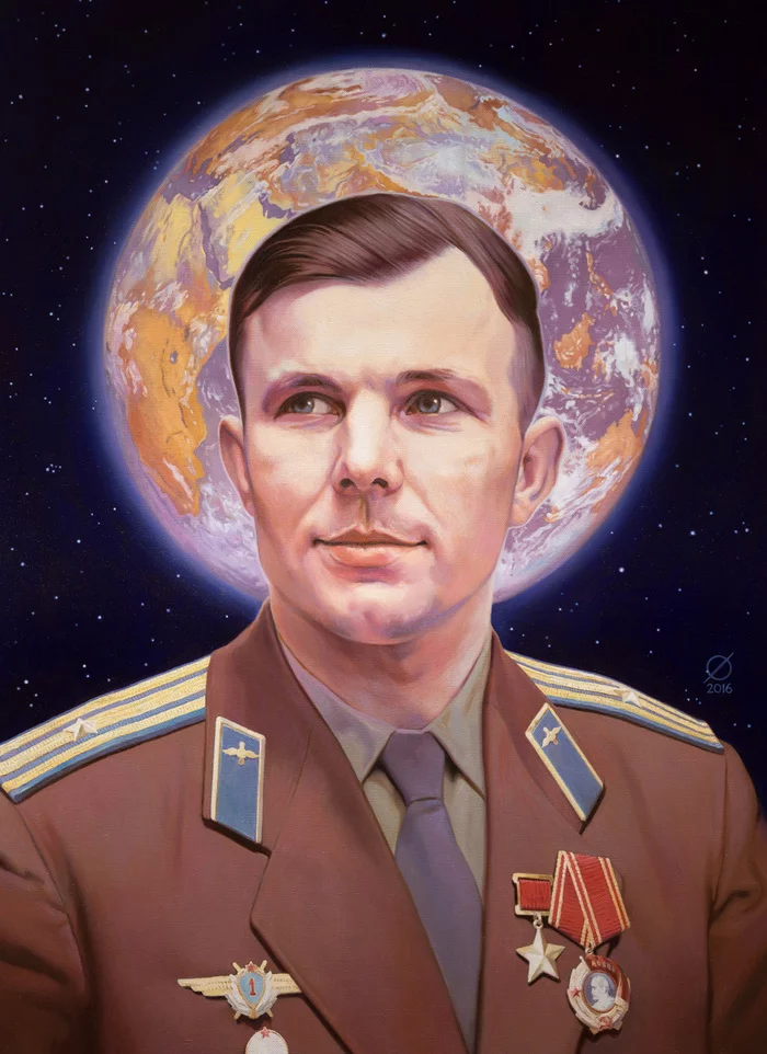 Gagarin, canvas/oil - Painting, Art, Art, Doping Pong, Yuri Gagarin, Portrait, Oil painting