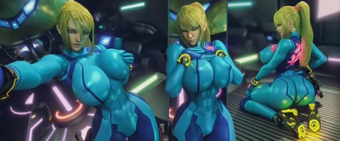 Zero Suit Adoration - NSFW, Urbanator, SFM, Samus Aran, Metroid, Игры, Арт, Сиськи, Эротика