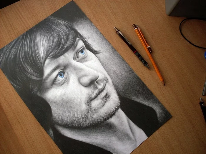 My drawing of the actor from the X-Men with simple pencils) - My, Drawing, Portrait, Pencil drawing, Art, X-Men, James mcavoy, Actors and actresses