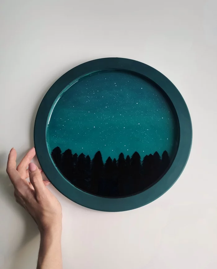 Northern lights :) - My, Epoxy resin, Creation, Painting, With your own hands, Longpost, Needlework without process