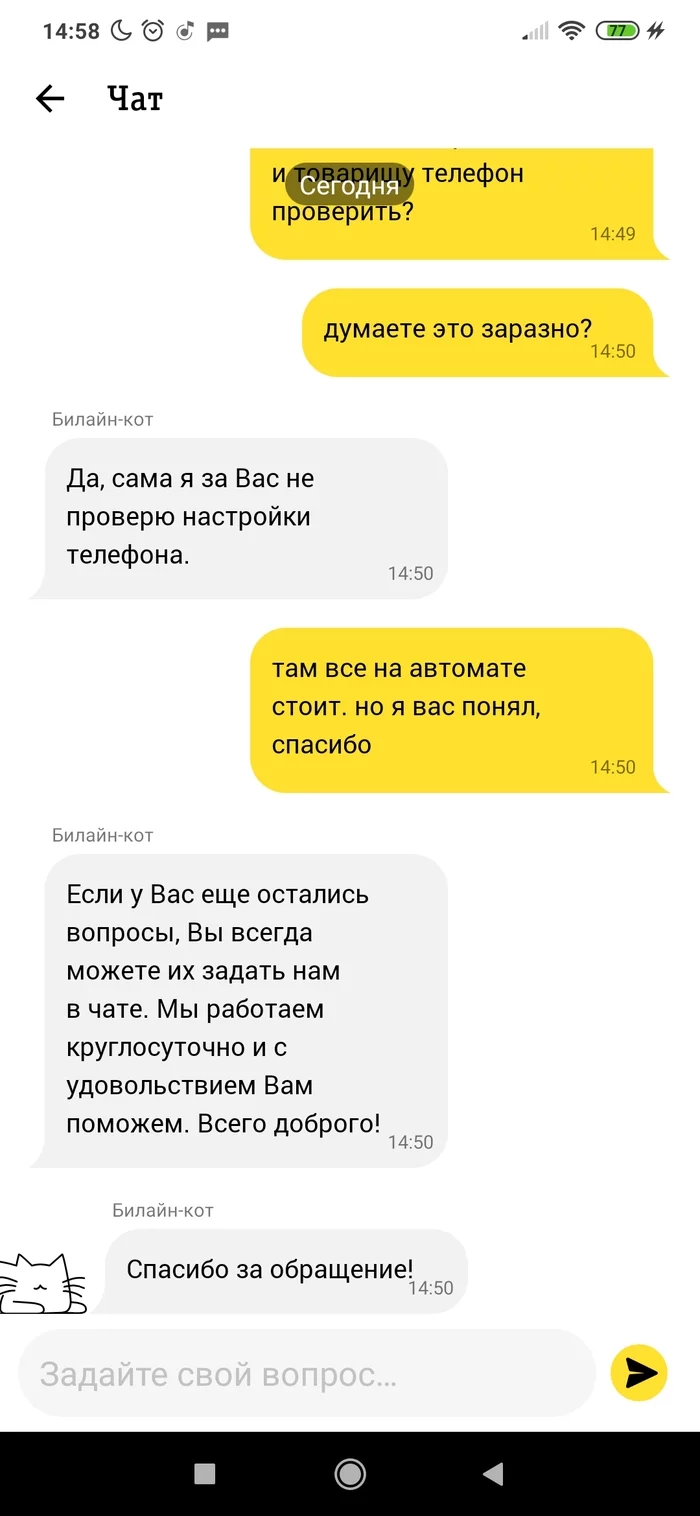 Beeline in the Nizhny Novgorod region and its Support - My, Beeline, cellular, Screenshot, Longpost