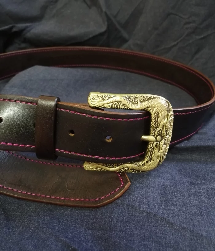 A belt, just a belt. Third job - My, Leather craft, Natural leather, Leather products, Handmade, Longpost, Belt