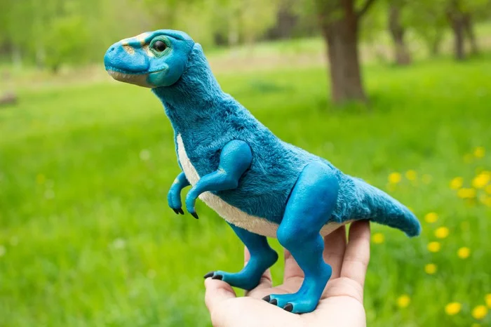 Furry Dinosaur - My, Dinosaurs, Author's toy, Polymer clay, Needlework without process, Longpost