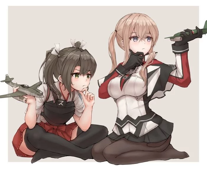 Hmm... - Kantai Collection, Аниме, Anime Art, Zuikaku, Graf Zeppelin