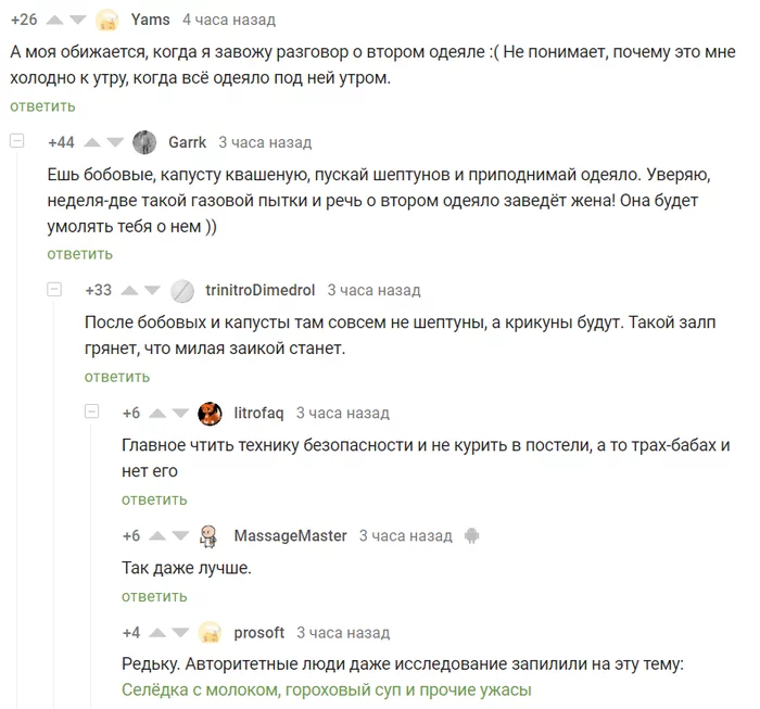 Лайфхак: как отвоевать себе одеяло - Одеяло, Лайфхак, Забрали, Без потерь, Бобовые, Квашеная капуста, Скриншот, Комментарии на Пикабу