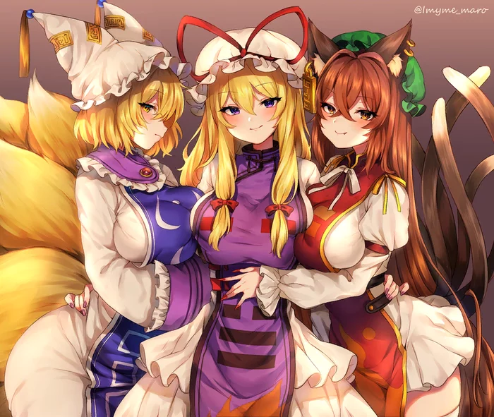 Touhou - Touhou, Yakumo yukari, Yakumo ran, Chen (Touhou), Anime art, Animal ears, Anime