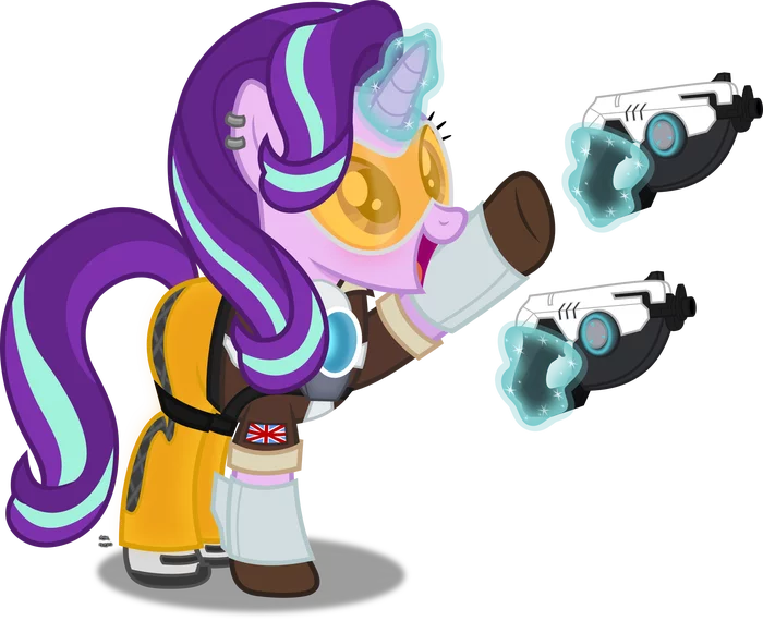 Tracer Glimmer - My little pony, PonyArt, Starlight Glimmer, Crossover, Overwatch, Tracer