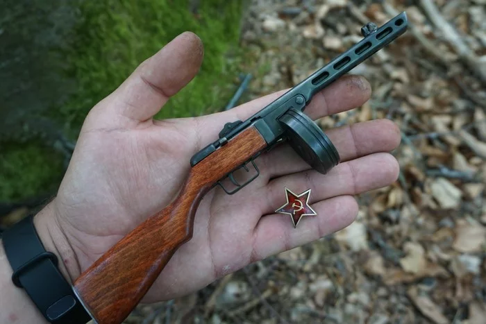 Miniature shooting PPSh in 1:3.5 scale - My, Ppsh-41, Ppsh, Firearms, Homemade, The Great Patriotic War, CNC, Metalworking, Video, Longpost