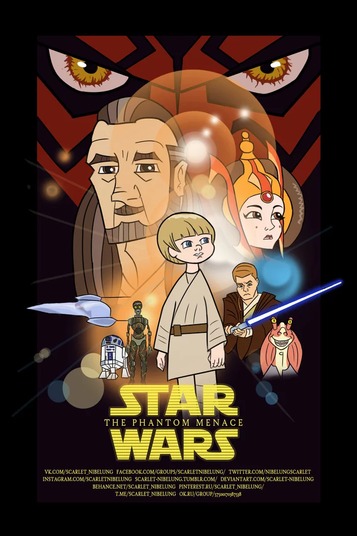 Redrawing of the poster for the film Star Wars: Episode I: The Phantom Menace and a few words about the film - My, Star Wars, Fan art, Review, Movie Posters, Art, Poster, Longpost