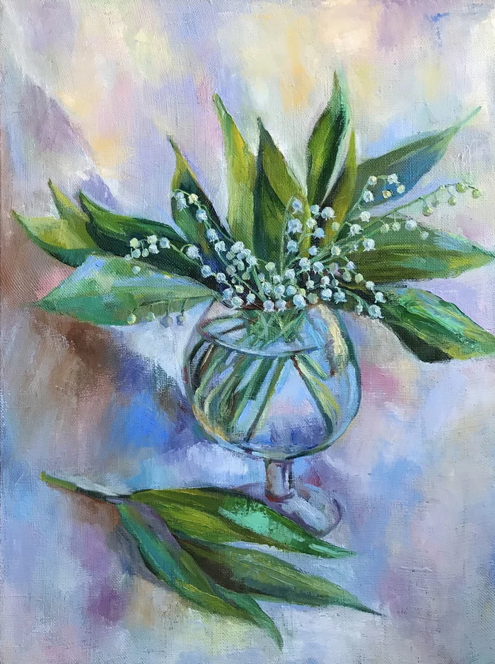 Post #7493250 - My, Lilies of the valley, Painting, Flowers, Oil painting, Luboff00