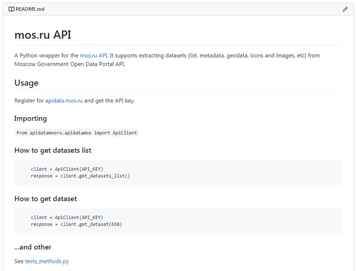 Враппер для API Портала открытых данных города Москвы - Моё, Python, Data, Api, Http, Coding, Github