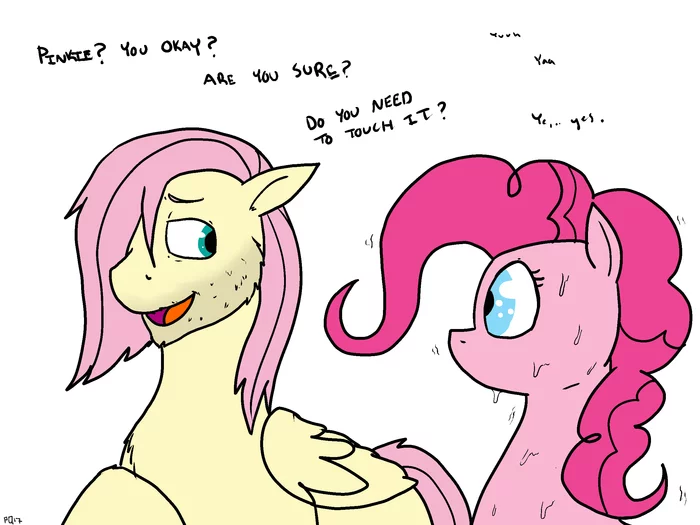 Touch it - My little pony, Pinkie pie, Fluttershy, Rule 63, Butterscotch