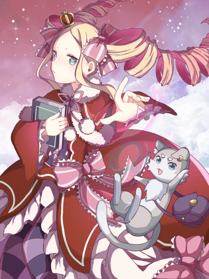 Beatrice - Re: Zero Kara, Beatrice, Puck, Anime art, Anime, cat