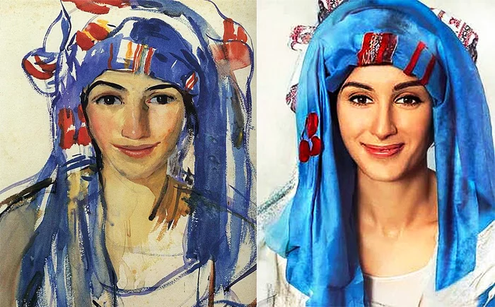 Self-portrait in a scarf 2020 - Insulation, Painting, Painting, Portrait, Tina Kandelaki, Zinaida Serebryakova