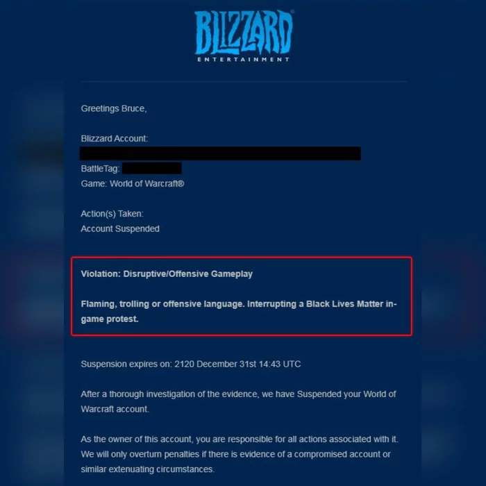 Blizzard bans WoW player for interfering with in-game Black Lives Matter protest - Blizzard, Death of George Floyd, Black lives matter, Tolerance, Games, Online Games, Computer games