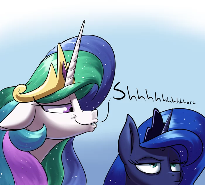 Shorty-sh-sh-shka... - My little pony, PonyArt, Princess celestia, Princess luna