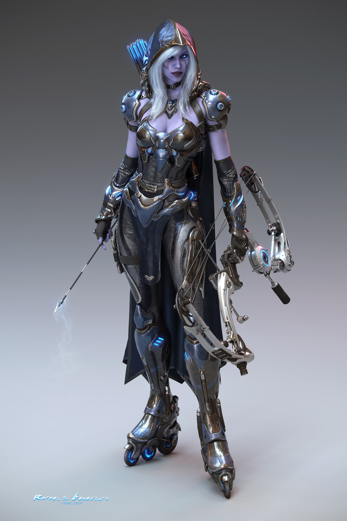 Urban Ranger , , ArtStation, 3D, Cyberpunk 2077, Dota 2, Drow ranger, 