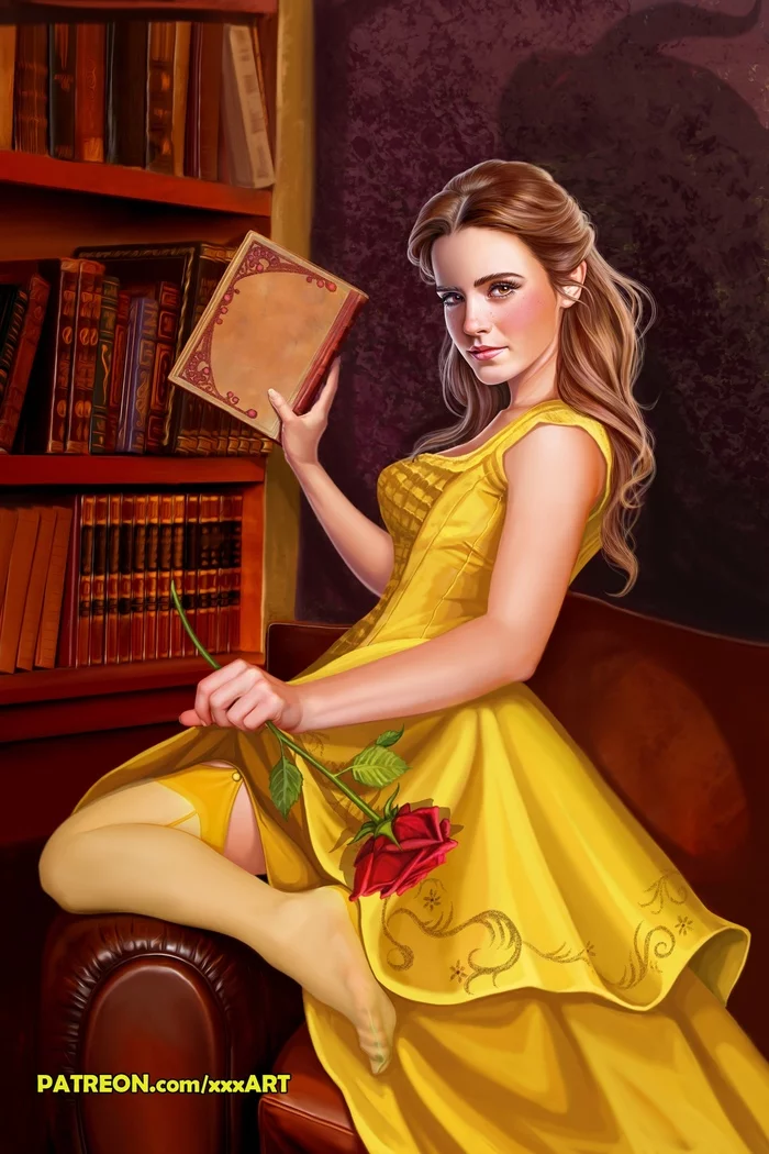 Belle - NSFW, Art, Erotic, Girls, Boobs, Booty, The beauty and the Beast, Belle, , Longpost