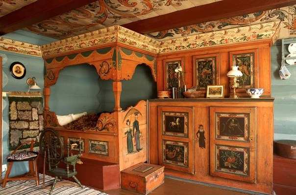 Norwegian and Swedish interiors of the 18th and 19th centuries - House, Izba, Painting, Art, Norway, Sweden, Longpost