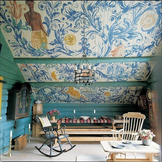 Norwegian and Swedish interiors of the 18th and 19th centuries - House, Izba, Painting, Art, Norway, Sweden, Longpost