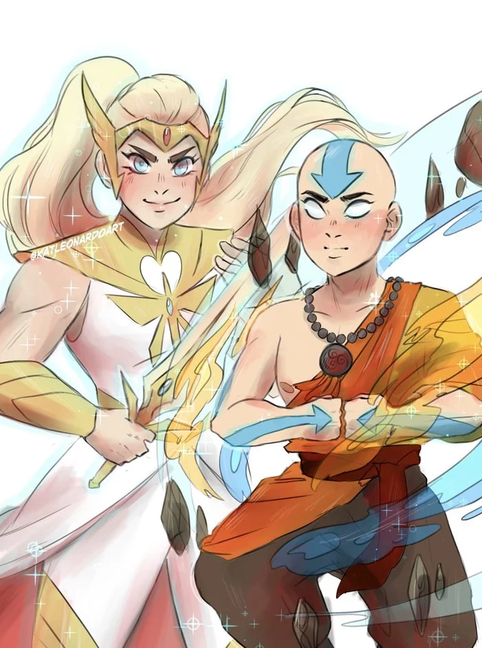 She ra and Avatar The Last Airbender. By KatLeonardoArt - Avatar: The Legend of Aang, She-Ra, Aang, Zuko, Qatar, Toph Beifong, Sokka, Longpost, Suyuki, Crossover, She-Ra: Princess of Power, Catra, Art