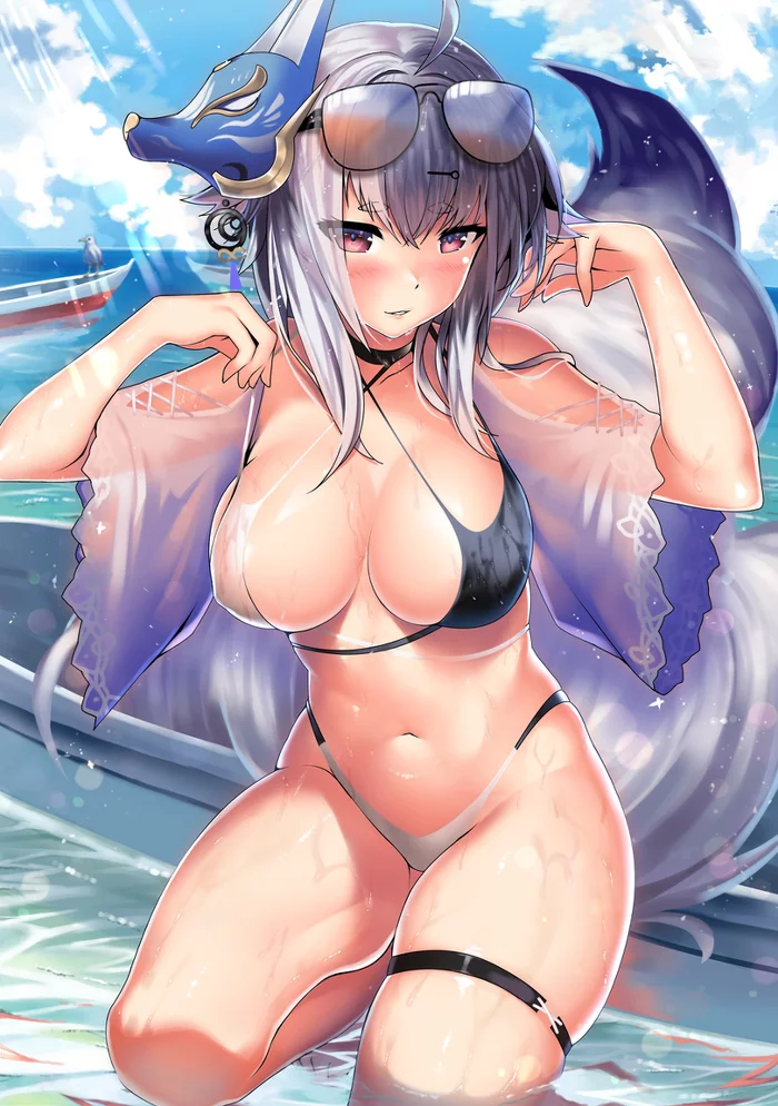 Tosa - NSFW, Anime, Art, Anime art, Erotic, Azur lane, Tosa, Breast, Swimsuit