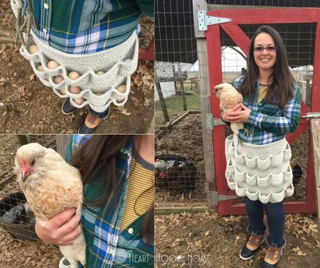 A brilliant knitted apron for chicken eggs! - Apron, Knitting, Eggs, Egg, Pocket, Life hack, 9GAG