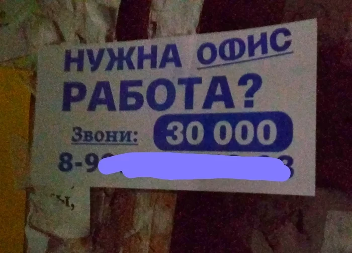 Нужна офис работа? Звони тридцать тысяч - Моё, Рокк ебол, Подъезд, Доска объявлений