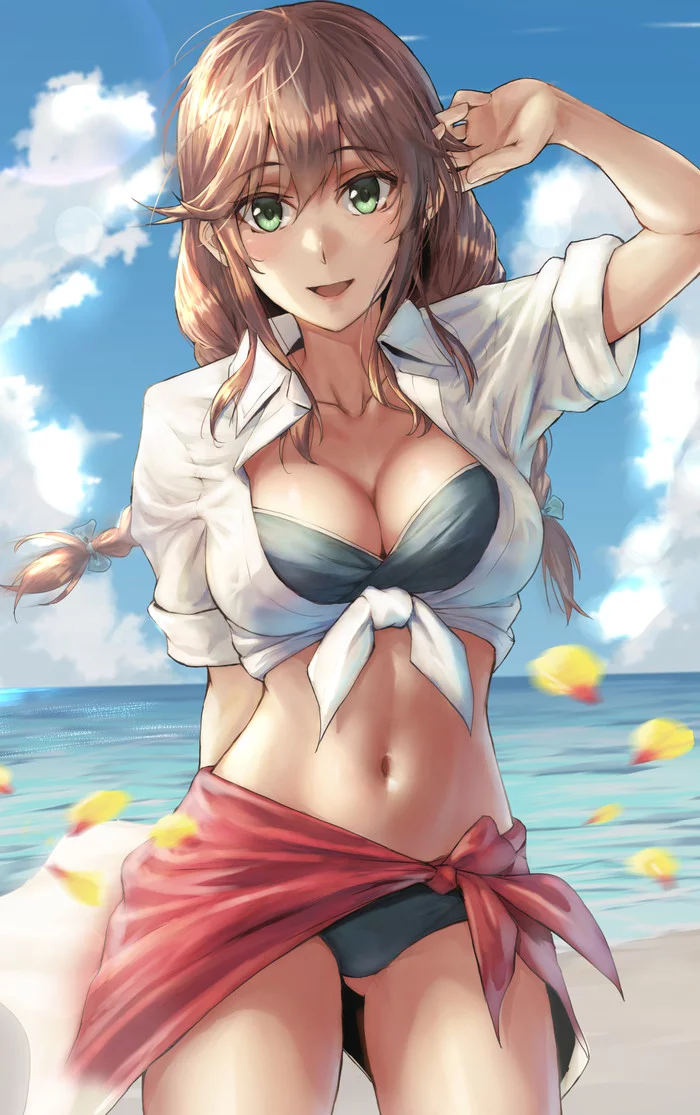 Noshiro - Kantai collection, Noshiro, Anime, Anime art, Boobs, Swimsuit