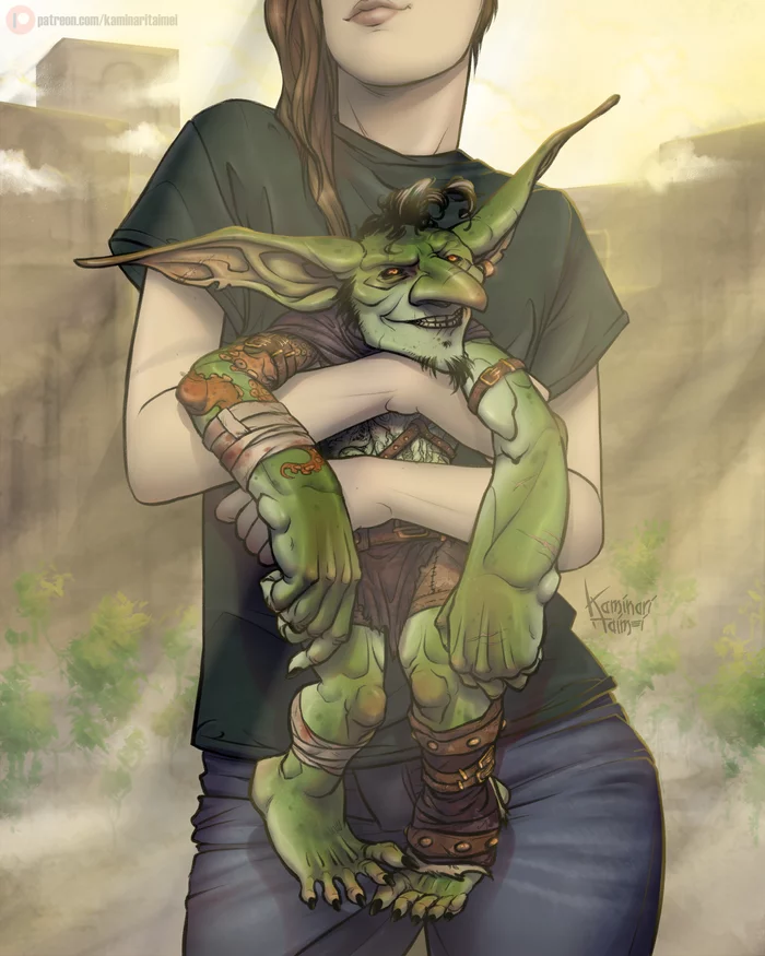 Found a gremlin! - My, Gremlins, Goblins, Kaminari Taimei, Digital drawing, Art