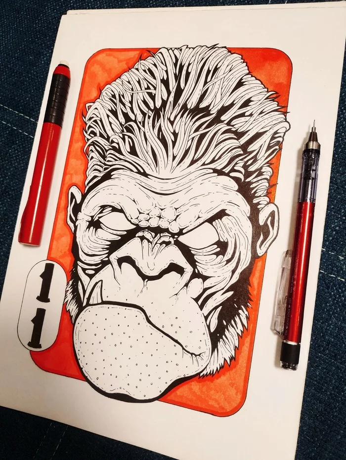 Gorilla - My, Art, Drawing, Monkey