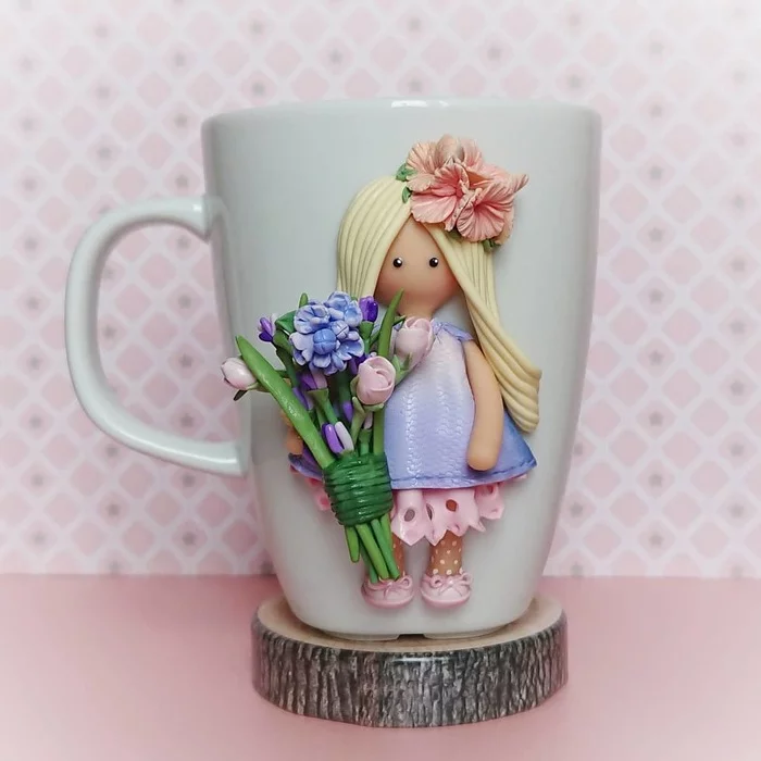 Finally decided - My, Doll, Mug with decor, Decree, Decor, Textile doll, Longpost, Needlework without process