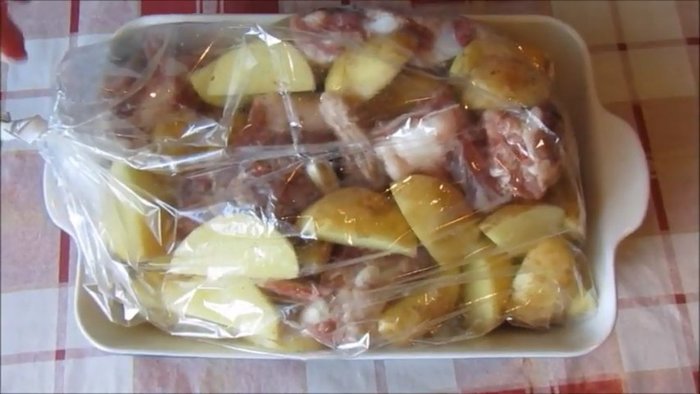 New potatoes with pork ribs in the oven - My, Cooking, Second courses, Baked potato, Pork, Oven, Food, Video, Recipe, Video recipe