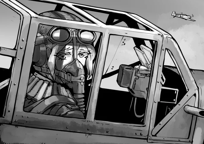 Pilot of the Lutfwaffe - The Second World War, Anime art, Luftwaffe, Anime