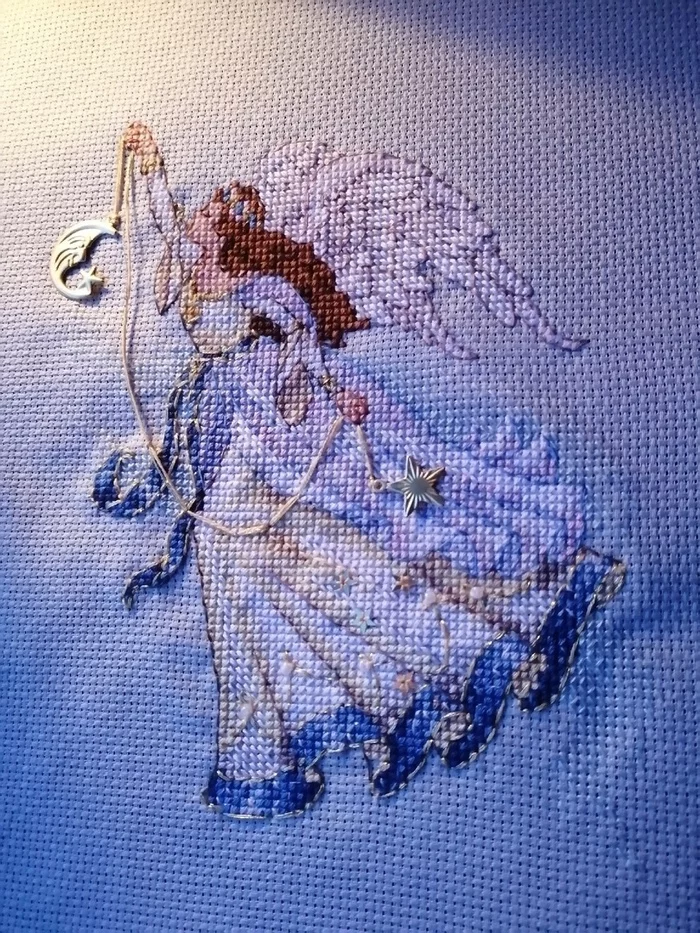 Twilight Angel - My, Cross-stitch, Embroidery, Needlework without process, Angel, Dimensions, Longpost