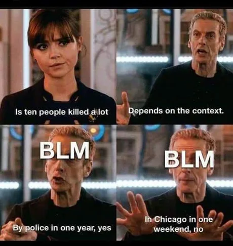 Black lives matter, but every life matters! - Doctor Who, Clara Oswald, Twelfth Doctor, Black lives matter, Context, Picture with text, 9GAG, Translated by myself