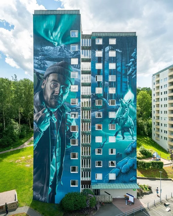 Great Swedish mural - Sweden, Graffiti, Mural, House, Building, Gothenburg, Polar Lights, From the network