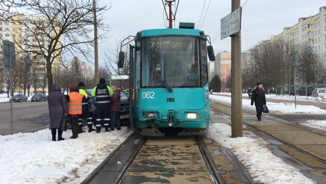 Accident involving a tram - My, Road accident, Tram, Minsk, Public transport, Crash