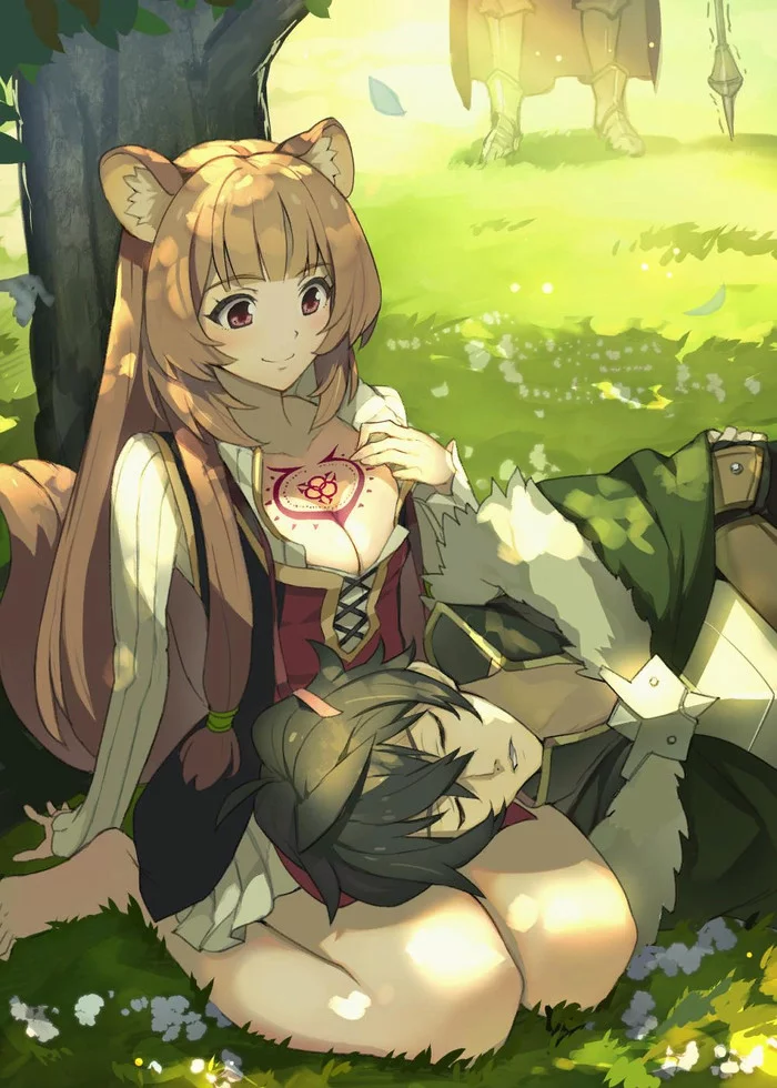 Peaceful nap - Tate no Yuusha no Nariagari, Raphtalia, Naofumi, Anime Art, Animal Ears, Аниме